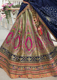 Navy Blue And Green Heavy Banarasi Bridal Lehenga