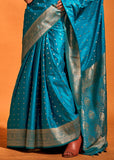 Beaming Blue Dual Tone Banarasi Satin Silk Saree
