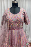 Peach Thread Embroidery With Zarkan Work Gown - women's fashion mart