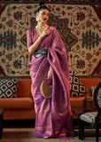 Orchid Purple Woven Banarasi Brocade Silk Saree