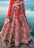 Bridal Red Heavy Embroidered Designer Lehenga