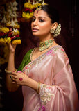 Delight Pink Banarasi Embroidered Designer Silk Saree