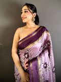 Artisan Floral Print Soft Dola Saree