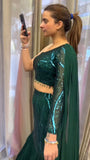 Dark Green Colour Fish Cut Sequence Work Lehenga Choli  women's fashion mart