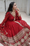 Elegance Style Multi Sequins Embroidered Work Women Gown -WOMEN FASHION Maroon / S women's fashion mart