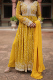 Faux Georgette Sequins With Thread Embroidered Kurti Sharara Dupatta Set For Women
