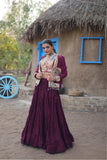 Designer Readymade Traditional Gamthi Threadwork Lehenga Choli For Navratri -WOMEN FASHION Wine women's fashion mart