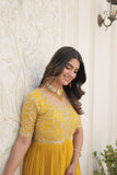 Designer Embroidery Zari Sequins Work Gown Set