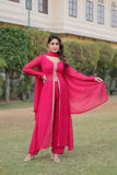 Readymade Embroidered Work Women Kurti Pant With Dupatta Set - women's fashion mart