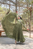 Stylish Women Tiered Gown With Dupatta Set