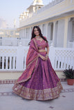Designer Zari Sequins Embroidered Lehenga Choli Set With Dupatta