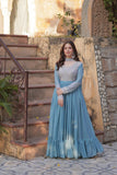 Georgette Embroidery Beads Sequins Work Anarkali Gown
