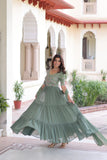 Premium Designer Sequins Beads Embroidery Gown With Dupatta Set