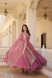 Stunning Designer Embroidered Work Gown With Dupatta Set - women's fashion mart