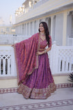 Designer Zari Sequins Embroidered Lehenga Choli Set With Dupatta