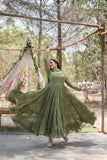 Stylish Women Tiered Gown With Dupatta Set