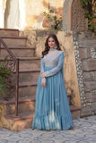 Georgette Embroidery Beads Sequins Work Anarkali Gown