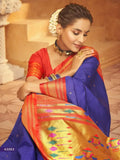 Passionate Purply Blue Pure Aniruddh Silk Pathani Saree - women's fashion mart