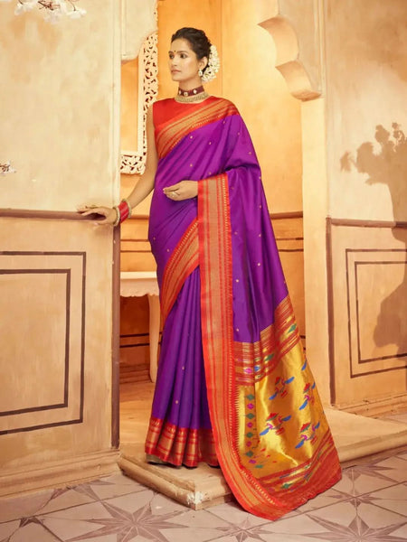 Whimsical Wine Pure Aniruddh Silk Pathani Saree - women's fashion mart