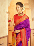 Whimsical Wine Pure Aniruddh Silk Pathani Saree - women's fashion mart