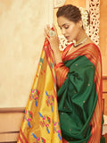 Gorgeous Green Pure Aniruddh Silk Pathani Saree - women's fashion mart