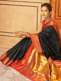 Classic Black Pure Aniruddh Silk Pathani Saree -Saree Unstitched women's fashion mart