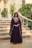 Amazing Festive Wear Faux Georgette Sequins Worked Gown - women's fashion mart