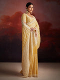 Organza Mustard Zarkan Embroidered Saree - women's fashion mart