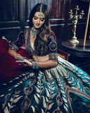 Peacock blue colour zari embroidery bridal lehenga choli -Lehenga Choli Blue women's fashion mart