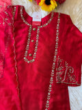 Red embroidered kurta Bottom  with dupatta  women's fashion mart