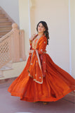 Designer Sequins Multi Embroidered Work Women Gown With Dupatta