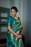 Teal Green Kanjivaram Art Silk Saree - Default Title women's fashion mart
