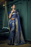Navy Blue Kanjivaram Art Silk Saree - Default Title women's fashion mart