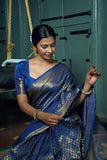 Navy Blue Kanjivaram Art Silk Saree - Default Title women's fashion mart