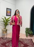 Mesmerizing Pink Color Chinon Silk Ready to Wear Saree
