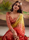 Digitally Printed Zari Weaving Georgette Silk Saree in Red - women's fashion mart