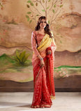 Digitally Printed Zari Weaving Georgette Silk Saree in Red - women's fashion mart