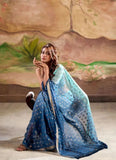 Digitally Printed Zari Weaving Georgette Silk Saree in Sky Blue - women's fashion mart