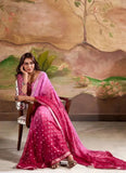 Digitally Printed Zari Weaving Georgette Silk Saree in Pink - women's fashion mart