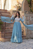 Georgette Embroidery Beads Sequins Work Anarkali Gown