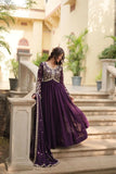 Amazing Festive Wear Faux Georgette Sequins Worked Gown - women's fashion mart