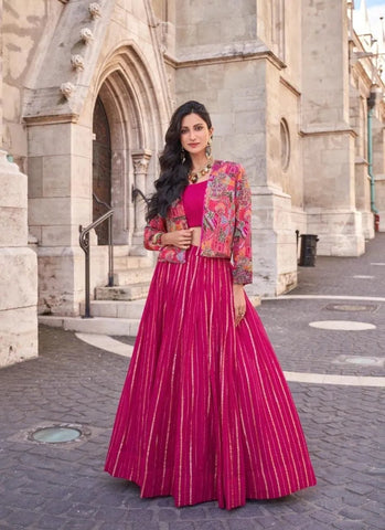 Beautifully printed viscose silk 3 Piece set in Pink - women's fashion mart