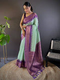 Pista Banarasi Silk Gadwal Pattu Saree  women's fashion mart