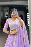 Lavender Georgette Sequins With Thread Embroidery Work Lehenga Choli - women's fashion mart