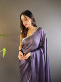 Lavender Frost Rangoli Silk Saree  women's fashion mart