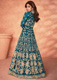 “Exclusive Offer” Blue Heavy Embroidered Unstitched Anarkali