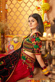 Festive Designer Viscose Cotton Multi Tread With Mirror Work Traditional Navratri Lehenga Choli