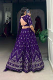 Purple Georgette Sequins And Thread Embroidery Work Wedding Lehenga Choli - women's fashion mart