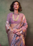 Phalsa Purple Woven Banarasi Mulmul Cotton Jamdani Saree