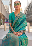 Breeze Green Woven Banarasi Brocade Silk Saree